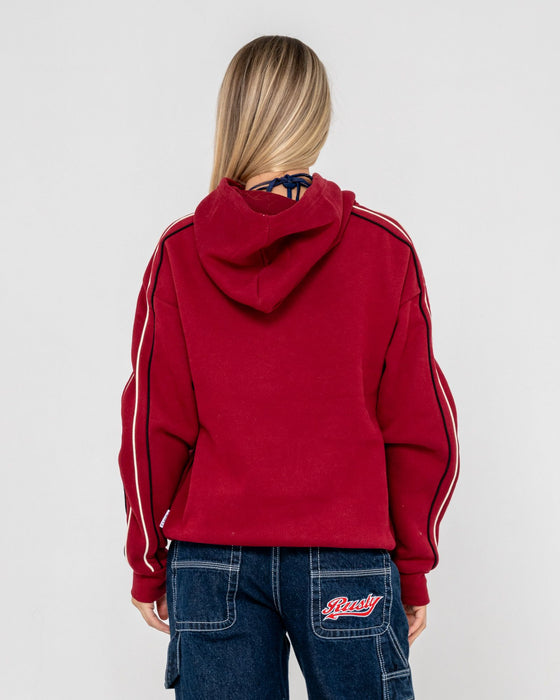 woman-wearing-red-raw-archival-oversized-hood-in-red