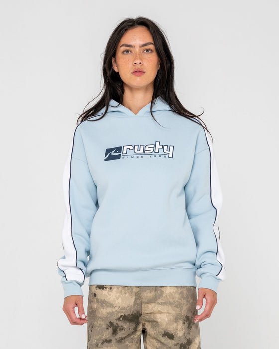 woman-wearing-hailstone-oversized-hooded-fleece-in-retro-blue