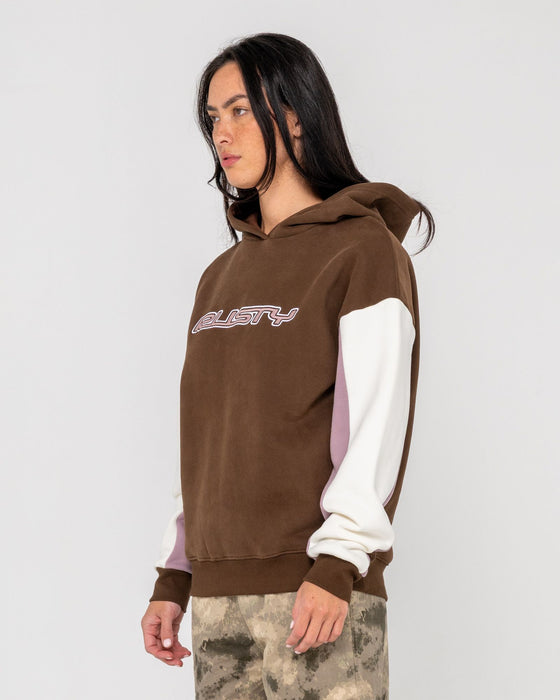 woman-wearing-neopole-panelled-hooded-fleece-in-pinecone-berry-cream