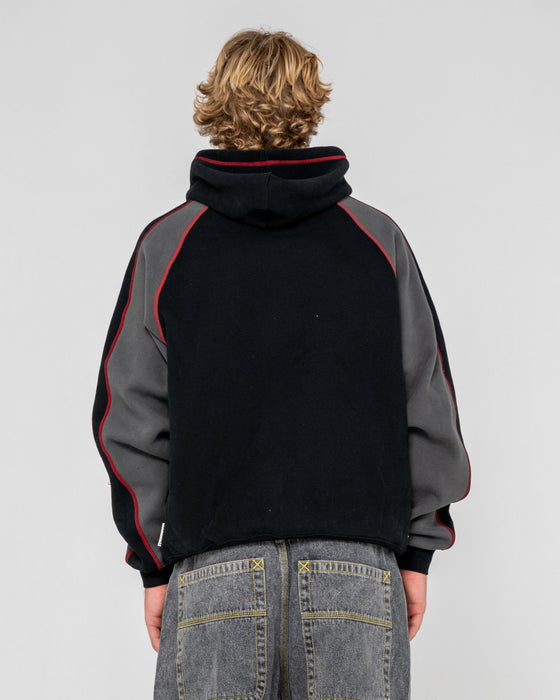 man-wearing-paneka-hooded-fleece-in-black