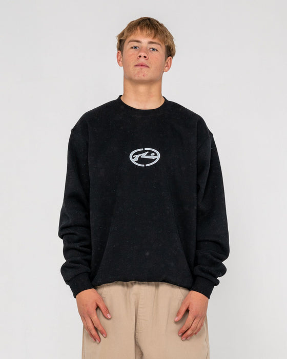 man-wearing-turbo-crew-fleece-in-black