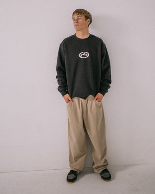 Man wearing Turbo Crew Fleece in Black