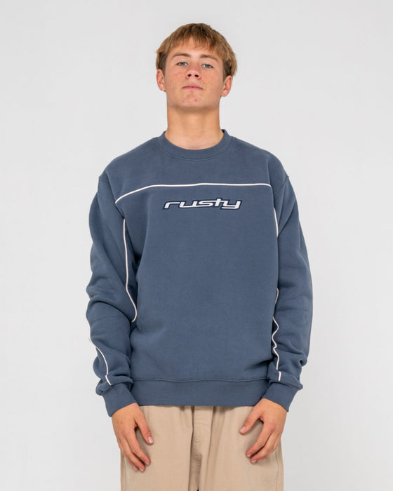 man-wearing-trigger-crew-fleece-in-atlantic-blue