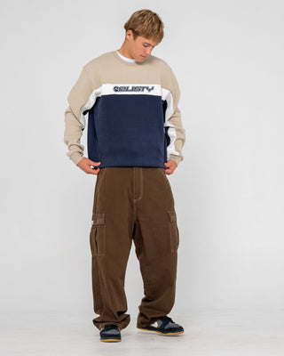 Man wearing Pod Racer Crew Fleece in Navy Blue