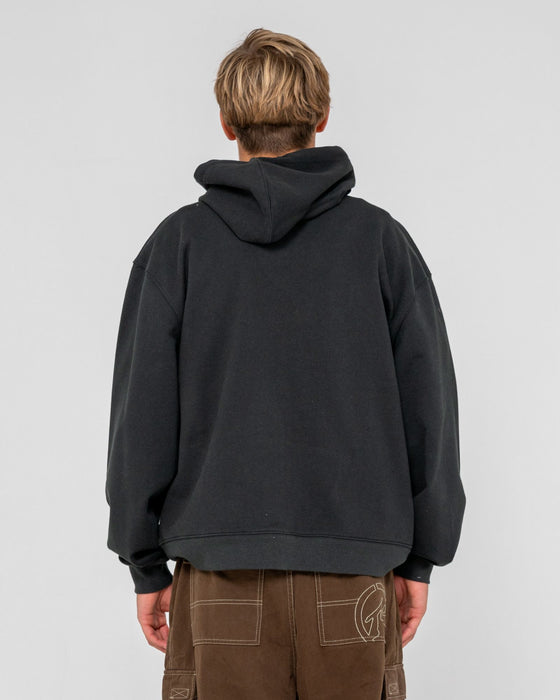 man-wearing-ransom-2-0-zip-thru-hooded-fleece-in-carbon