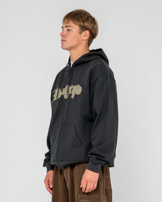 Man wearing Ransom 2.0 Zip Thru Hooded Fleece in Carbon