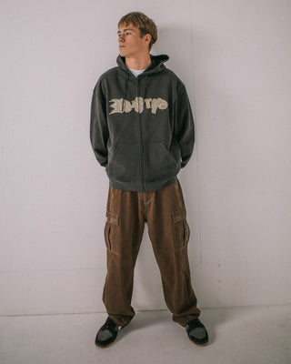 Man wearing Ransom 2.0 Zip Thru Hooded Fleece in Carbon