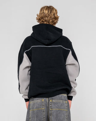 Man wearing Titan Hooded Fleece in Black