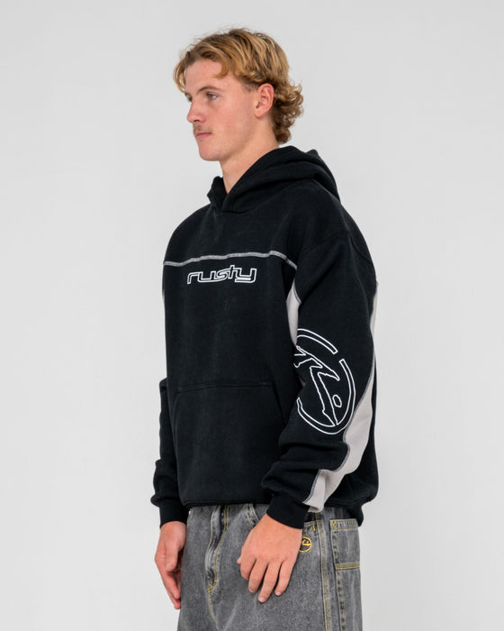 man-wearing-titan-hooded-fleece-in-black