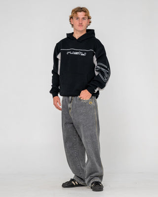 Man wearing Titan Hooded Fleece in Black