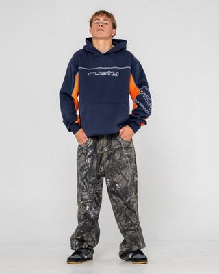 Man wearing Titan Hooded Fleece in Navy Blue