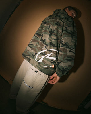 Man wearing Rambo Zip Thru Hooded Fleece in Camo