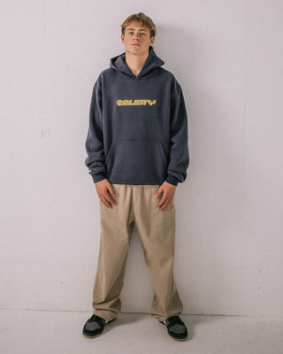 Man wearing Flip Daddy 2.0 Hooded Fleece in Navy Blue