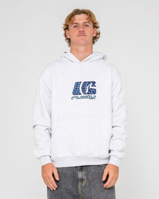 Man wearing Predator Hooded Fleece in Ecru Marle