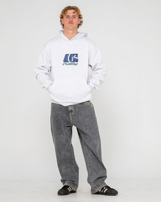 Man wearing Predator Hooded Fleece in Ecru Marle