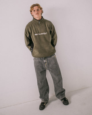 Man wearing Blizzard Quarter Zip Polar Fleece in Army Green