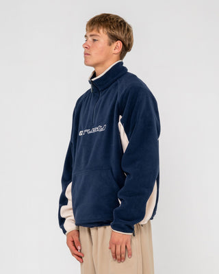 Man wearing Blizzard Quarter Zip Polar Fleece in Navy Blue