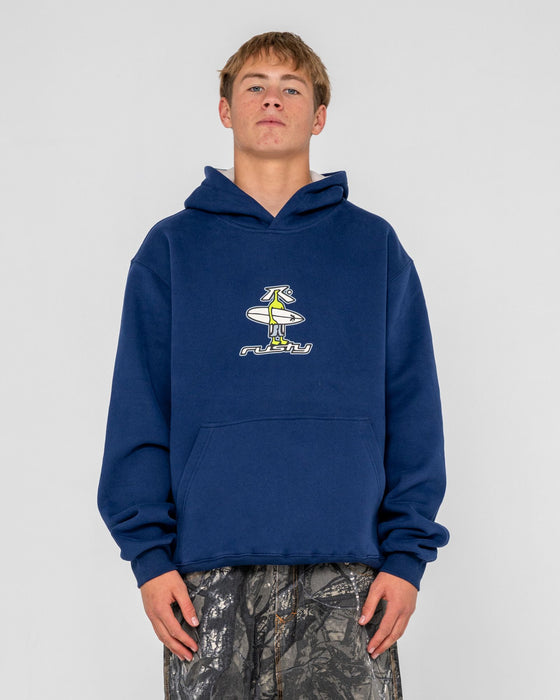 man-wearing-dr-dot-hooded-fleece-in-dark-blue