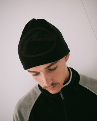Mens Square Eye Reversible Beanie in Pinecone
