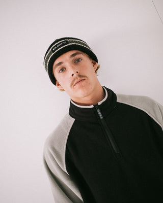 Mens Bones Reversible Beanie in Black