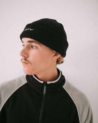 Mens Bones Reversible Beanie in Black