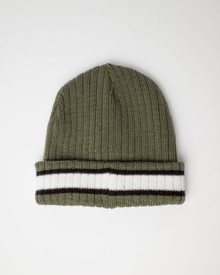 Mens Bones Reversible Beanie in Shadow Army
