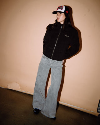 Womens Red Raw Trucker Cap in Oatmeal