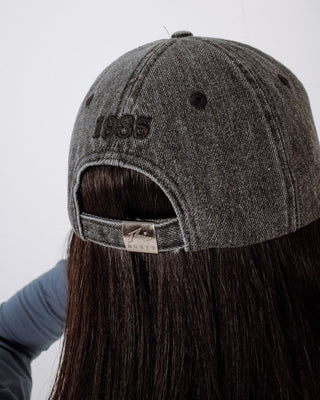 Womens Roxanne Denim Dad Cap in Washed Black