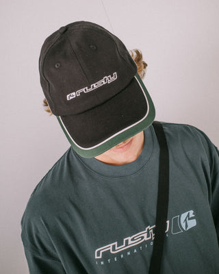 Mens Double Dip Dad Cap in Black