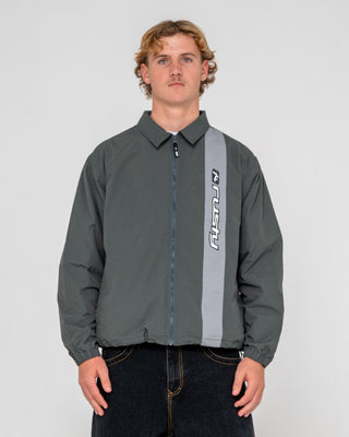 Man wearing Pirahna Shell Jacket in Slate