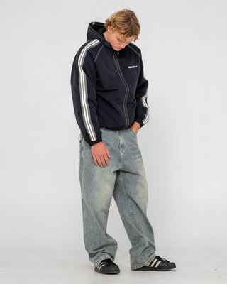 Man wearing Lock Out Hooded Jacket in Black