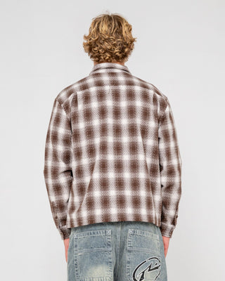 Man wearing Zeal Zip Thru Over Shirt in Pinecone