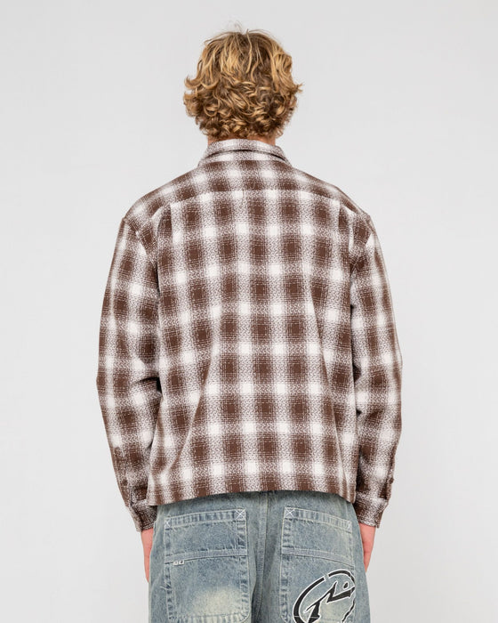 man-wearing-zeal-zip-thru-over-shirt-in-pinecone