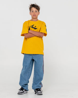 Boy wearing Flip Daddy 2.0 Jean Boys-middy Blue in Middy Blue