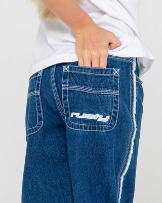 Girl wearing Flip Girl Low Rise Jean in Deep Sea Blue