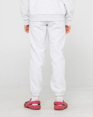 Girl wearing Girls Team Varsity Cuff Jogger in Ecru Marle