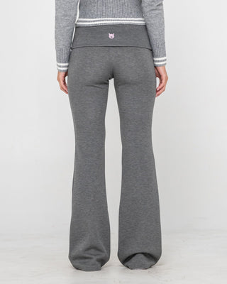 Woman wearing Hilton Low Rise Bootleg Track Pant in Charcoal Marle