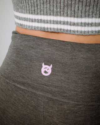 Woman wearing Hilton Low Rise Bootleg Track Pant in Charcoal Marle