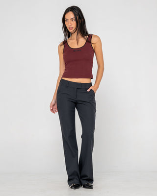 Woman wearing Finance Mummy Low Rise Suit Pant in Black