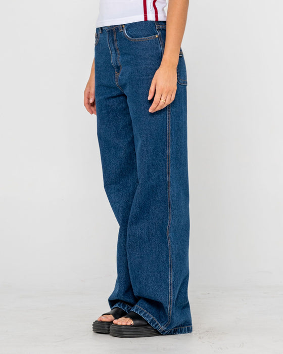 woman-wearing-cyprus-wide-leg-high-waist-jean-in-deep-sea-blue