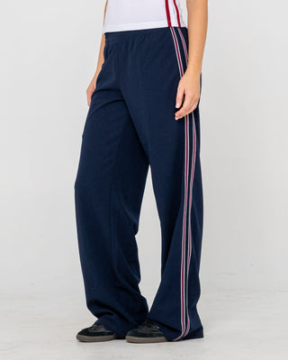 Woman wearing Brother Bronson Lounge Pant in Navy Blue