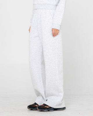 Woman wearing Trailer Trash Wide Leg Track Pant in Ecru Marle