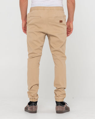 Man wearing Hook Out Elastic Pant in Khaki