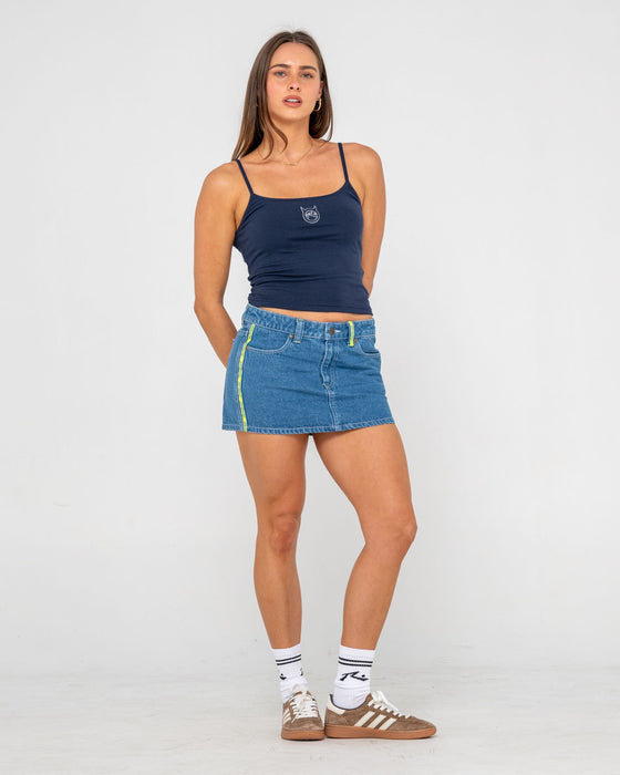 woman-wearing-flip-mommy-low-rise-mini-denim-skirt-in-middy-blue-lime