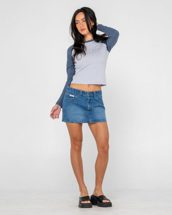 woman-wearing-mavericks-low-rise-denim-mini-skirt-in-blasted-middy-blue