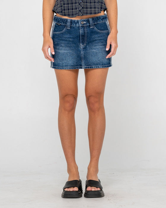 woman-wearing-flip-mommy-diy-low-rise-mini-denim-skirt-in-blasted-deep-sea-blue