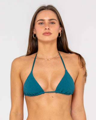 Woman wearing Sandalwood Multiway Bikini Top in Deep Teal