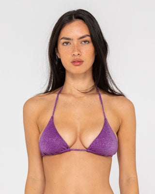 Woman wearing Shimmy Multiway Bikini Top in Grape