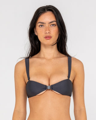 Woman wearing Shadow Bralette Bikini Top in Carbon