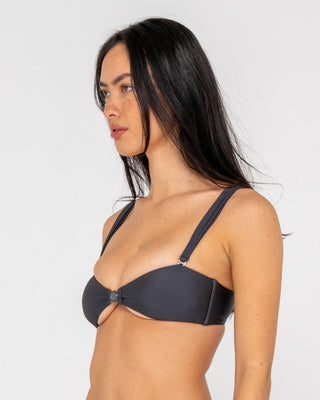 Woman wearing Shadow Bralette Bikini Top in Carbon